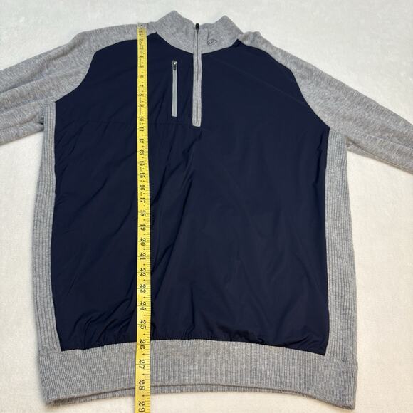 Footjoy FJ Tech Sweater Merino Wool Stretch Windproof Nylon Size L Gray/Navy - Picture 12 of 13